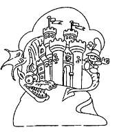 coloriage dragon sur chateau